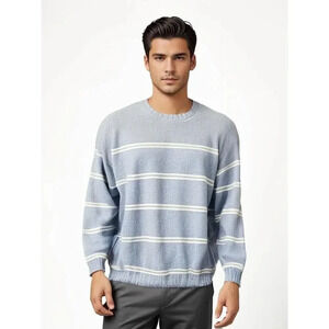 Vintage Granby Club Collection Men's XL Blue Striped Crew Neck Pullover‎ Sweater